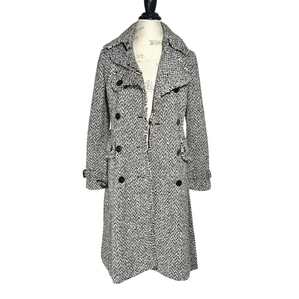 Banana Republic | Women | Vtg Tweed Herringbone Wool Blend Trench Coat | Small - Picture 5 of 16